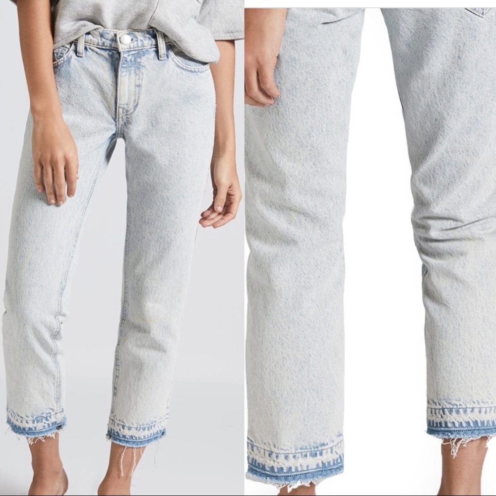 Current/Elliott Acid Wash Distressed Crop Jeans Size 24